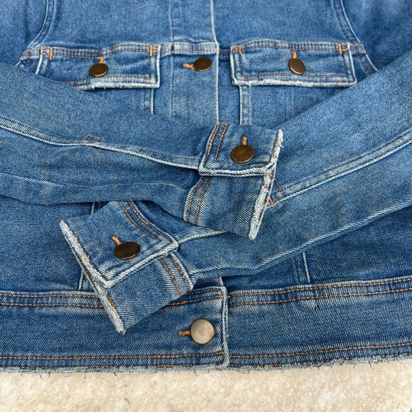 & Other Stories Cropped Denim Jean Jacket Mid Wash Lightly Distressed | Size 8 - Picture 7 of 13